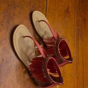 Charlotte Russe pink feather sandals